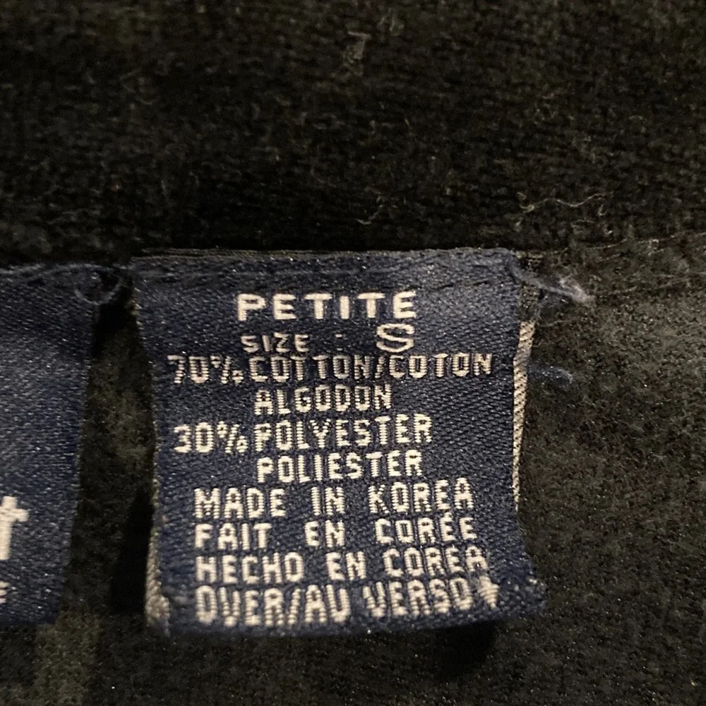 Liz Sports petite small cute unique black with  striped velvet zip up jacket GUC